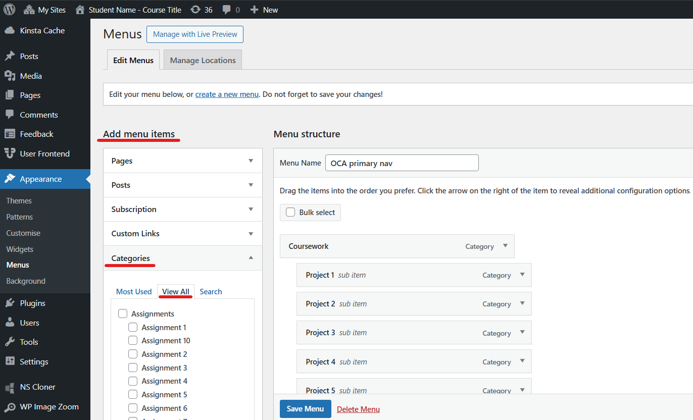OCA Spaces - Add Category to Menu.png
